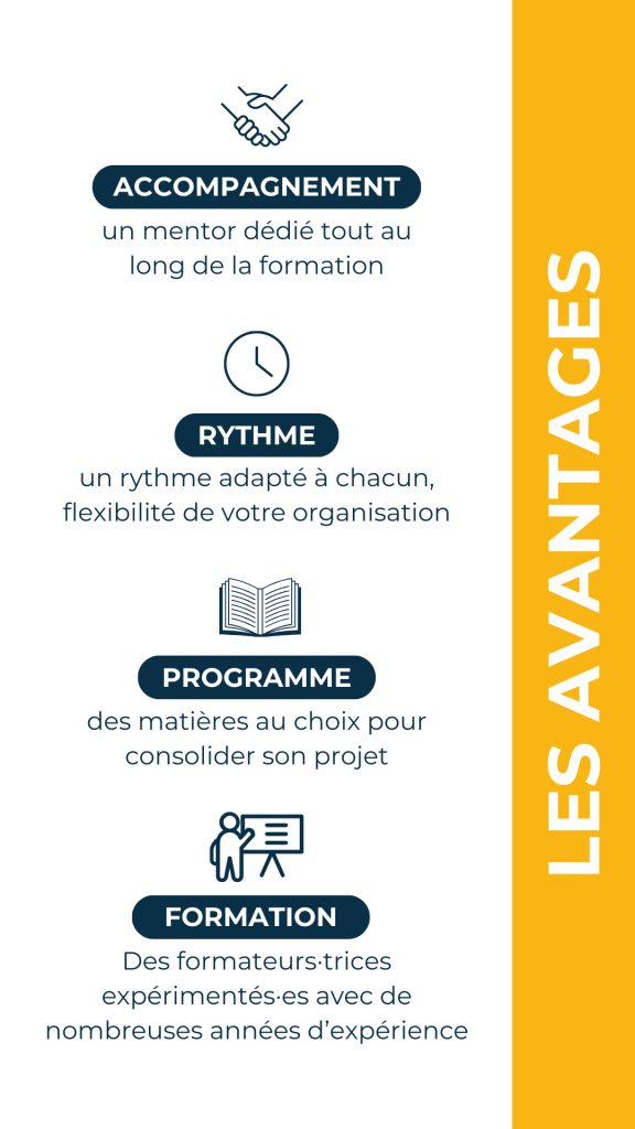 les avantages de notre formation a distance sont l'accompagnement, le rythme adapté les programmes et nos formateurs